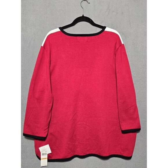 Women's Alfred Dunner Colorblock Beaded Top Red 3X New - Picture 10 of 11